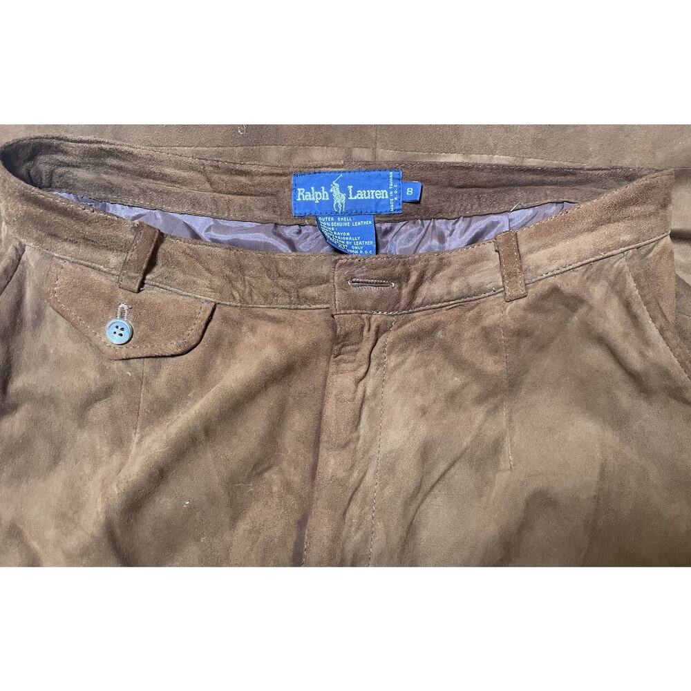 Vintage Polo Ralph Lauren Brown Suede Skirt Women's 8 Straight Pockets - Picture 12 of 12
